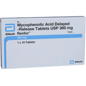 Renfor mycophenolic acid 360 mg delayed-release tablets carton by Abbott